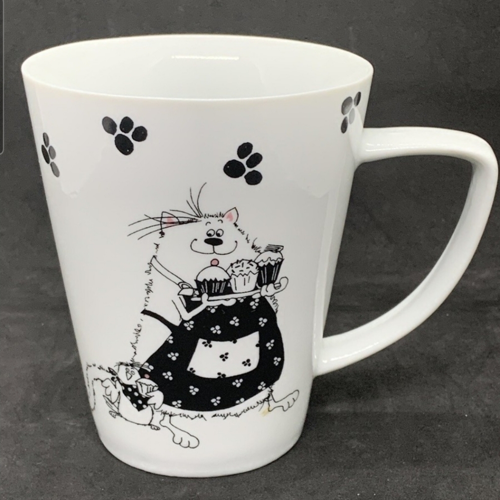 Portmeirion Studio White Mug with Black Cat Design